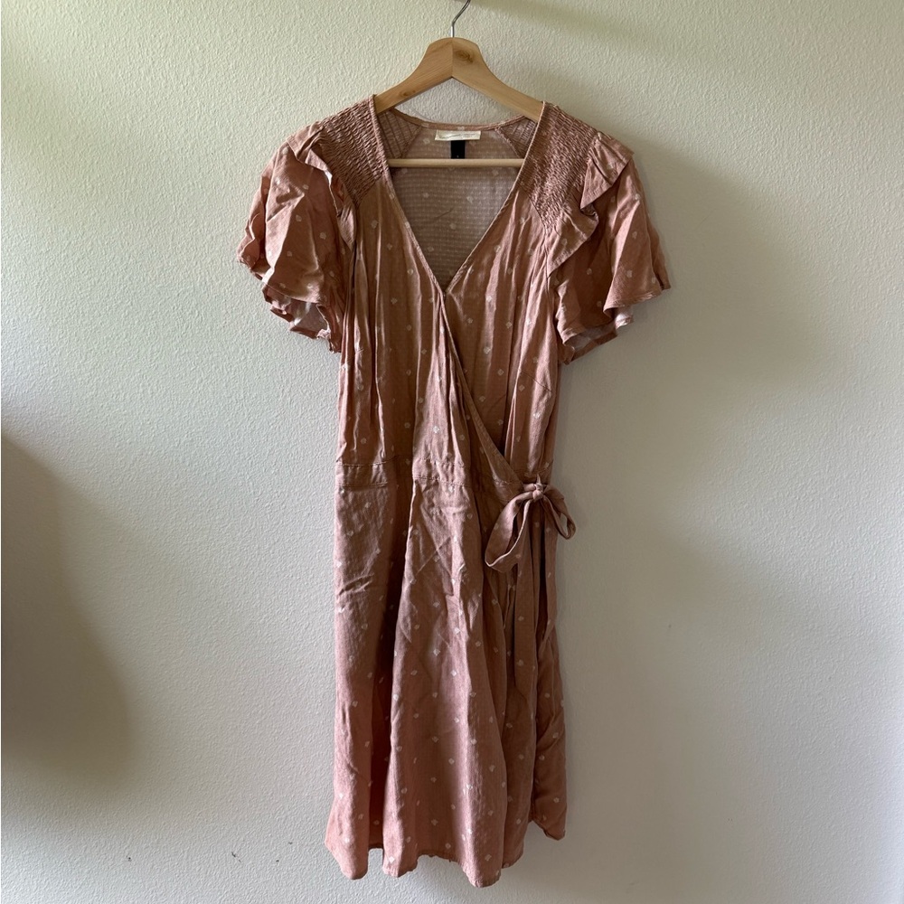 Universal Thread Pink Ruffled Wrap Midi Dress